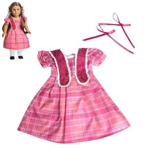 American Girl Marie Grace Meet Dress & Hair Ribbons Pink Doll Outfit Accessories